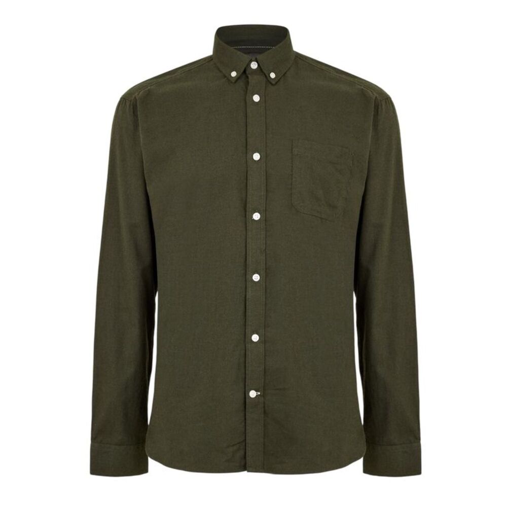 Only Mens Plain Regular Long-Sleeved Button-Down Shirt / Rosin